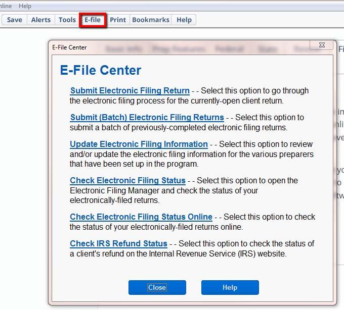 E-file Client Return(s) E-file Center When you re ready to e-file a client return, we recommend using the E-file Center, where you can submit single or multiple returns.