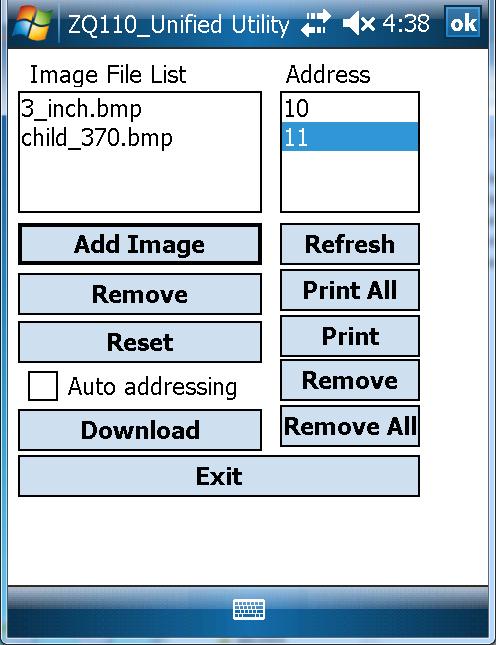 8. Click Download to download the image(s). Automatically saves address numbers. (Start Address is 00.) 9.