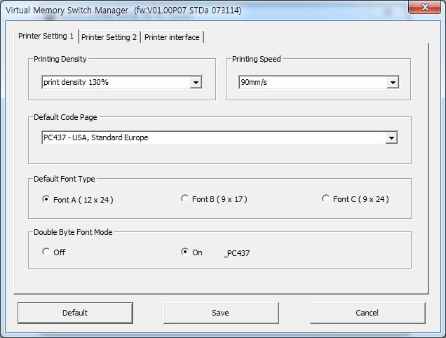 6. The Virtual Memory Switch settings for the printer displays. a.
