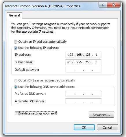 The Configuration page allows you to assign the network properties or use DHCP to connect to your network.