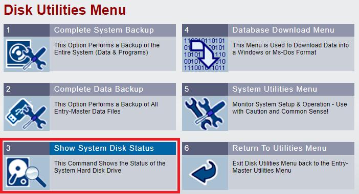 Show System Disk Status The purpose of showing the System Disk Status is to ensure that: 1. There is sufficient hard drive space available for the system to function properly; and 2.