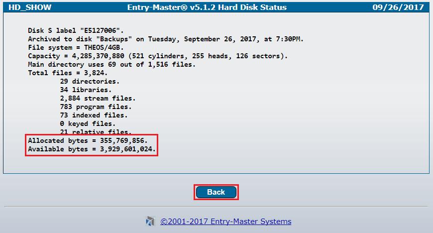 Once the analysis is complete, the System Disk Status screen will display (Figure 4-13 below): There are two (2) primary pieces of information that are of interest: 1.