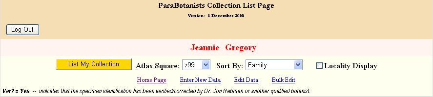 In the example above, the entry for Team will be deleted from the database for specimens 1001 through 1005. Use the latitude/longitude and elevation converters exactly as used on the Edit Data page.