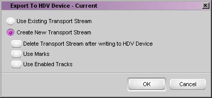 See the following topics: Exporting to an HDV Device Outputting HDV on an Avid Adrenaline System Exporting HDV Exporting to an HDV Device The Export to HDV Device dialog box lets you create a