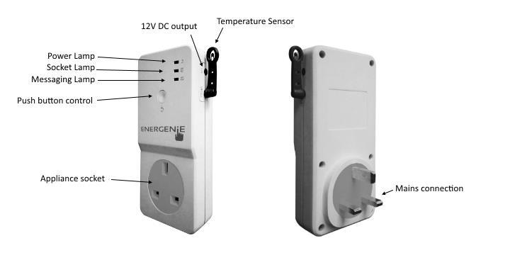 1.3 Controls and display Mains power connection Power via Standard 13A UK plug adapter to fit standard UK mains socket Appliance socket 13A UK socket to BS1363 Display LEDs: Green: Mains power to the