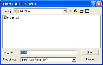 Update Procedure for DVD Drive F/W 7. Select "FRS35" and click "Open".