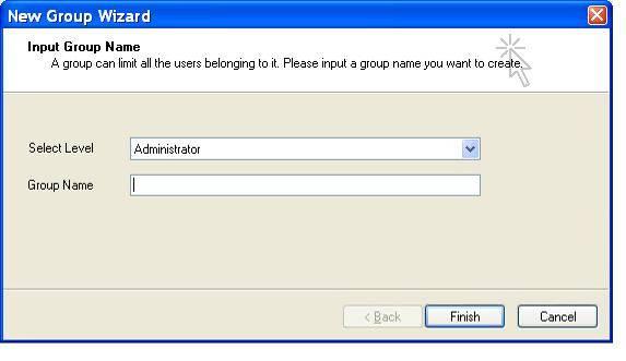 In Figure 3-44, click option button and then select create group item. You can see the following interface. Here you can select group level and then input group name such as overseas. See Figure 3-45.