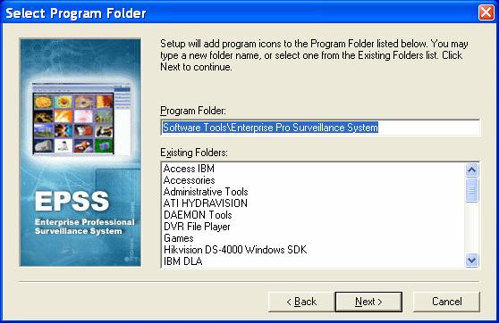 2-3. Figure 2-3 Please specify program folder for installation and