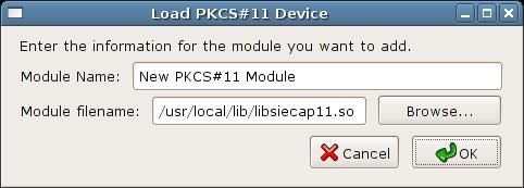 Click on the Load button Select the PKCS#11