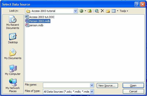 After you read the Mail Merge Task Pane Step 1 of 3 menu, click the Next: Create or connect to a recipient list. If you are using Windows XP the below Select Data Source menu screen will appear.