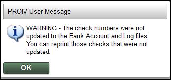 Bank Account or Check Log file.