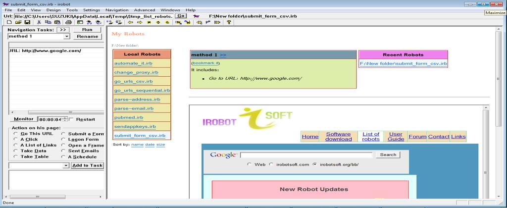 Figure9. Irobotsoft 5.4. Scrapy Scrapy is a free tool for web data mining extraction which extracts structured data from the Web pages.