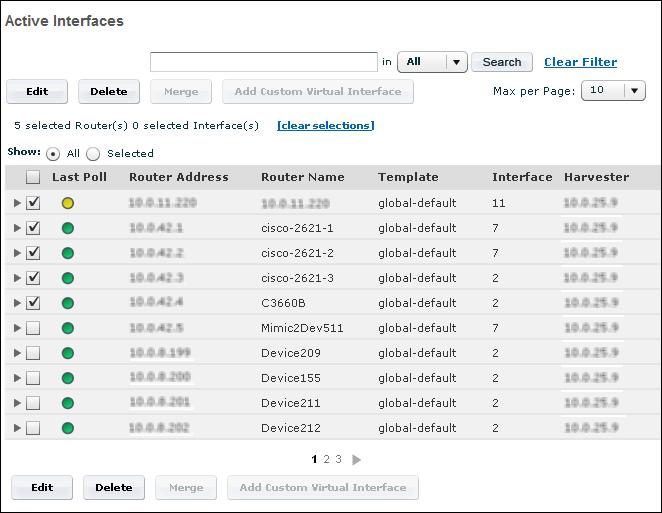 View Physical and Virtual Interfaces Review the Active Interface Page Options Use the Active Interfaces page to view and manage active routers, interfaces, and custom virtual interfaces (CVIs).