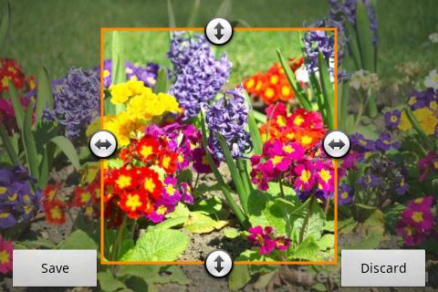 7. To move the crop box to the part of the photo that you want to crop, drag the crop box to the desired position. 8. Tap Save to apply the changes to the picture.