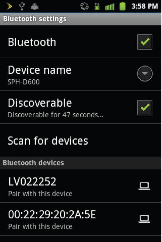 Disconnect or Unpair From a Bluetooth Device Send and Receive Information Using Bluetooth Turn Bluetooth On or Off 1. Press > and tap Settings > Wireless & networks. 2.