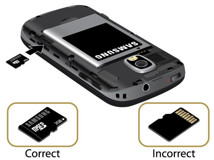 5. Firmly press the card into the slot and make sure that it catches with the push-click insertion. View the microsd Card Memory With the microsd card inserted, press > and tap Settings > Storage.