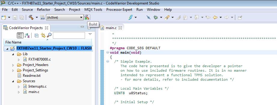 Once the project is opened, build it. It might be necessary to clean it before building it (right click on the project and select Clean Project). c. Programming the device i.