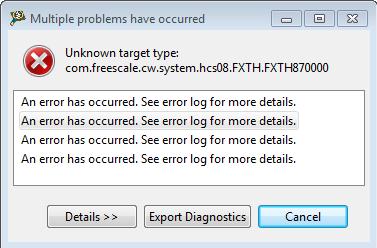 b. When opening a TPMS project with CW 10.6 Unknown target type The necessary Service Pack has not been installed.