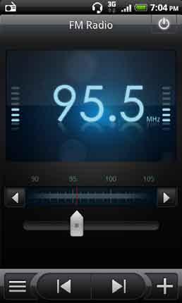 201 More apps Listening to FM Radio Tune in and listen to chart-topping pop songs using your phone s FM Radio app. You need to connect a headset first to the audio jack of your phone to use FM Radio.