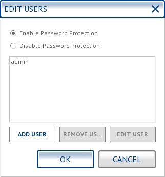 To change the default password, highlight admin and click Edit User.