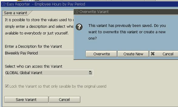 If a pre-existing variant was used please click the Create New option. Enter a Description for the Variant.