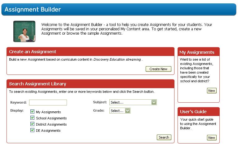 Assignment Builder With the Assignment Builder, you can create online activities that feature videos, images, encyclopedia articles, and