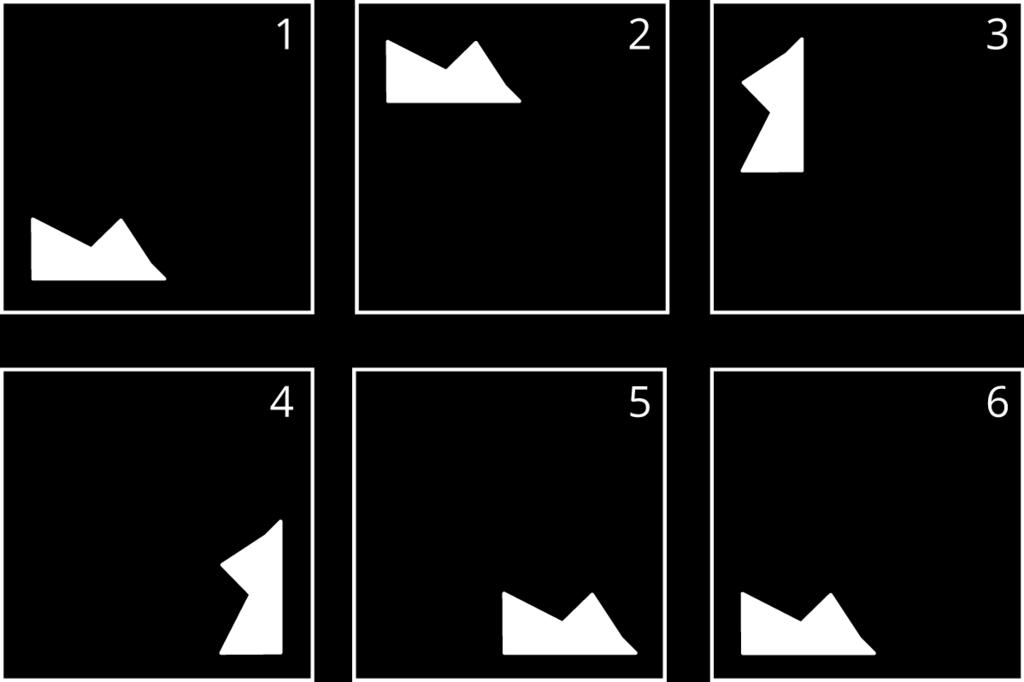 Rigid Transformations and Congruence Lesson 1 The six frames show a shape's di erent positions. Describe how the shape moves to get from its position in each frame to the next.