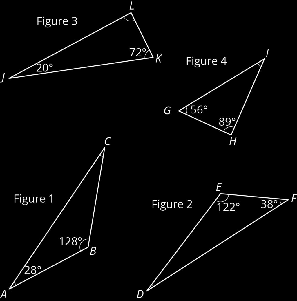 35 degrees ( ) Is there a triangle with two right angles? Explain your reasoning. No, the three angles in a triangle add up to 180 degrees.