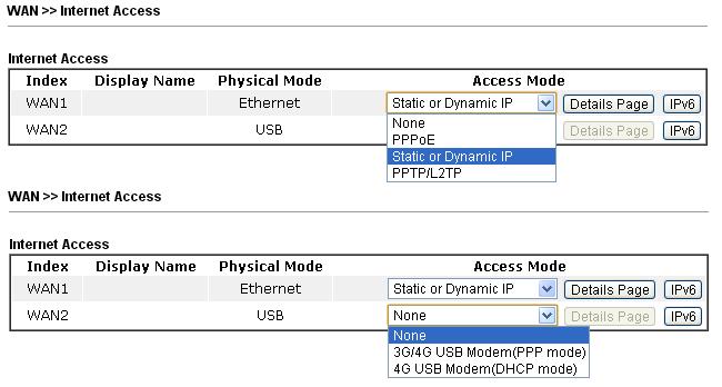 4.1.3 Internet Access For the router supports multi-wan function, the users can set different WAN settings (for WAN1/WAN2) for Internet Access.
