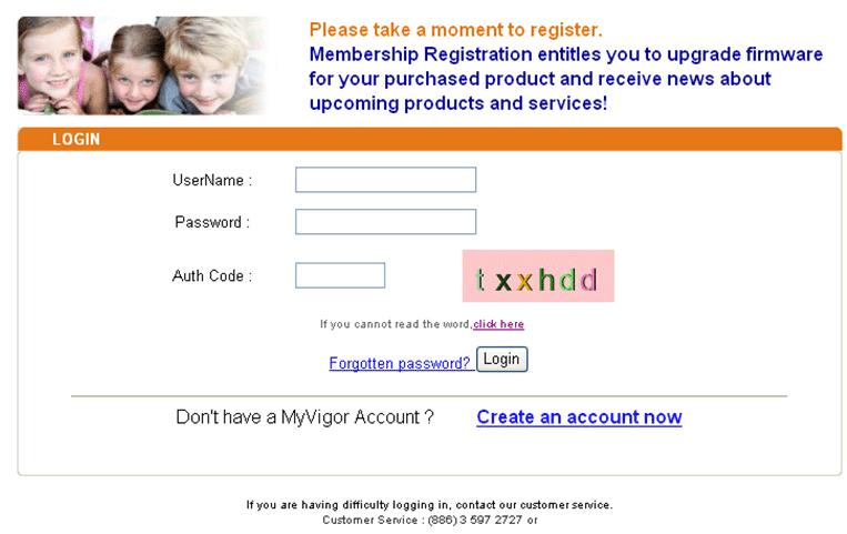 2. Click the Activate link. A login page for MyVigor web site will pop up automatically. 3.