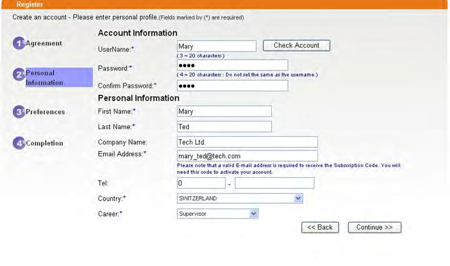 5. Type your personal information in this page and then click Continue. 6.