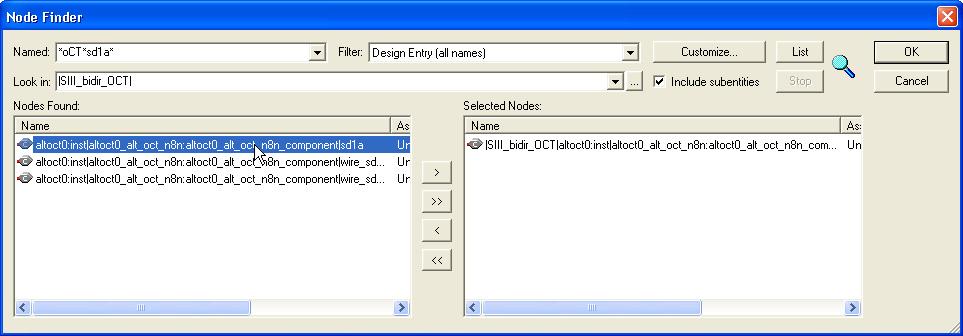 Figure 17. Node Finder in the Quartus II Software: Example Design 3 10.