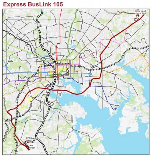 Express BusLink 107 - Patapsco Light RailLink Station and the Fort Meade area (Odenton