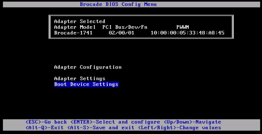 6. Select Boot Device Settings and press the <Enter> key (Figure 6). Figure 6 Boot Device Settings 7.