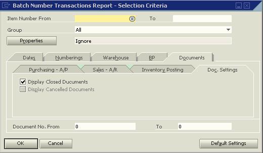 3. Right-click the Batch Details window and choose Batch Number Transactions Report. The Batch Number Transactions Report window opens. 4.