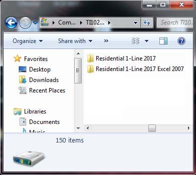 Version If you double click on the Residential 1-Line Excel 2007 folder, you will find 1-file &