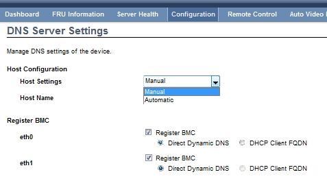 You may configure the Host Settings, Host Name, Register