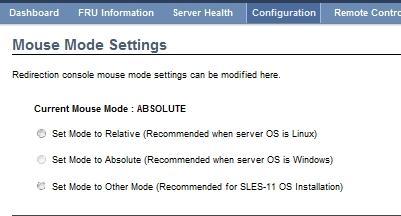 2.4.6 Mouse Mode You may modify the Redirection console