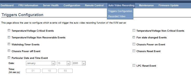 2.6 Auto Video Recording The Auto Video Recording page allows you to configure