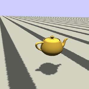 Aliasing from the initial sampling causes features to be missed, like the teapot handle and spout. Resampling aliasing causes strange patterns in the undersampled regions in the background.