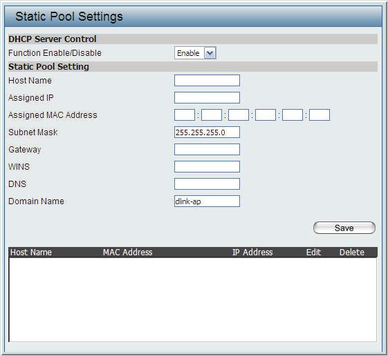 Static Pool Setting The DHCP address pool defines the range of IP addresses that can be assigned to stations on the network.
