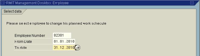 2. Change Work Schedule Click on the Change Work Schedule link.