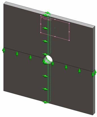 Lesson 2: Adaptive Methods in SolidWorks Simulation Step 3: Applying Restraints You apply restraints to prevent the out of plane rotations and free body motions.