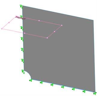 Lesson 2: Adaptive Methods in SolidWorks Simulation 10 Using the identical procedure apply a symmetry restraint to the other edge shown in the figure.