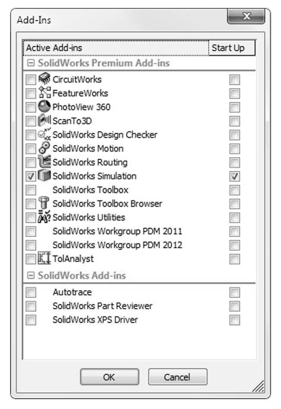 Procedure In SolidWorks, open the model file called HOLLOW PLATE. Verify that SolidWorks Simulation is selected in the Add-Ins list (Figure 2-2).