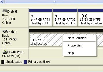 STEP3: Right-click on the Unallocated box and select New Partition.