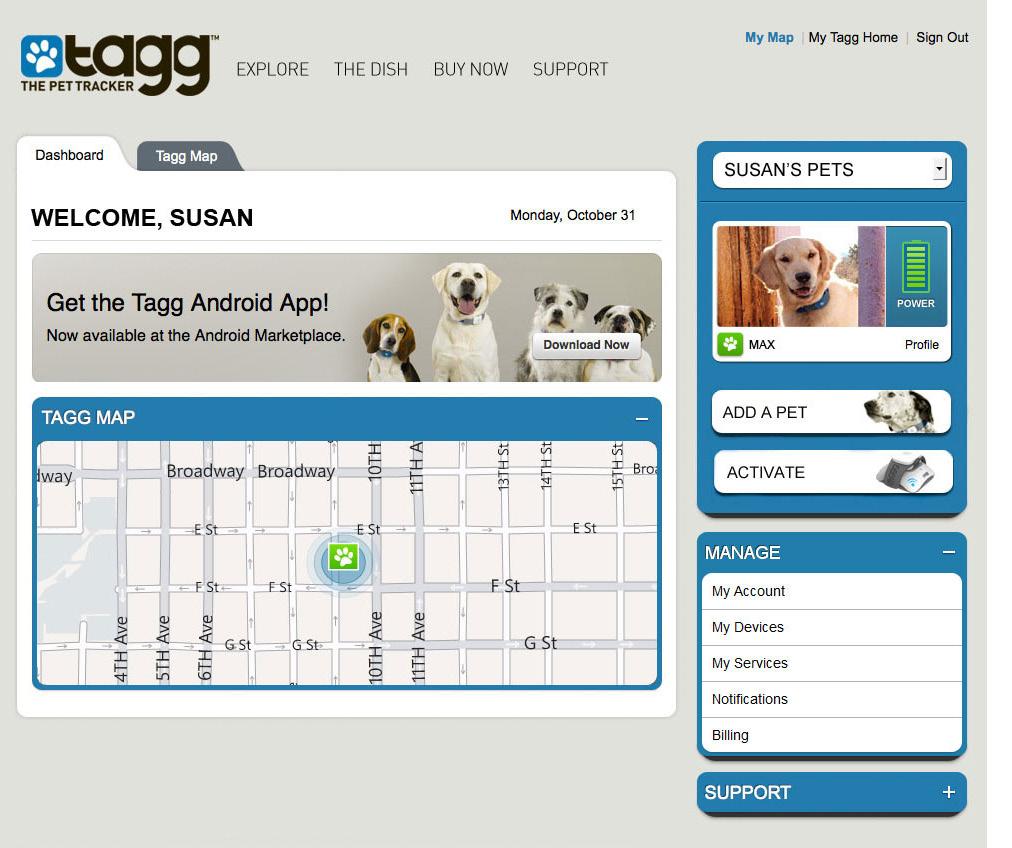 TAGG DASHBOARD AND MAP OVERVIEW The Tagg dashboard and map are two areas that you ll use often on the Tagg website.