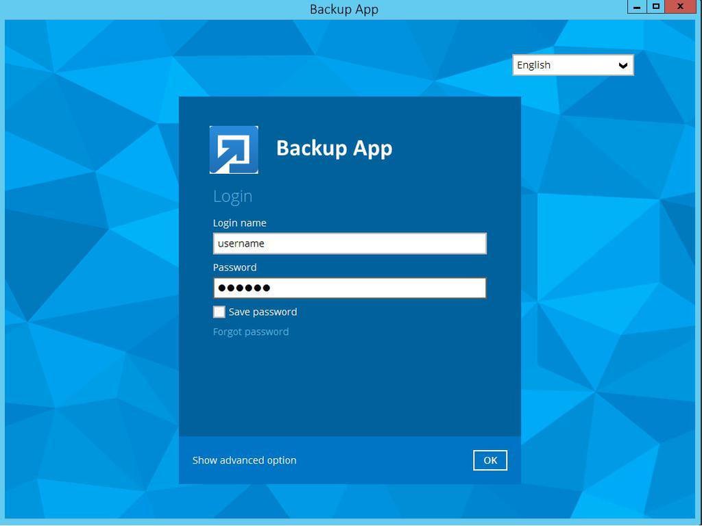 4 Starting Backup App 4.1 Login to Backup App 1. Login to the Backup App application user interface.