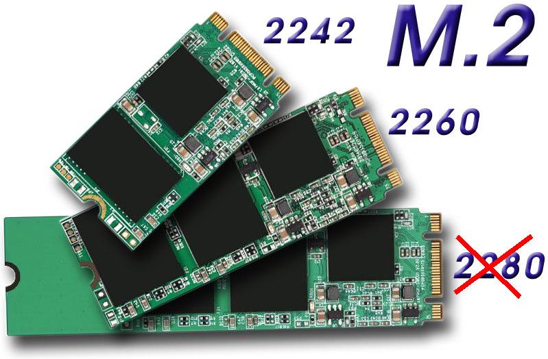 - Front Panel - M.2 2260 Slot for SSD cards The M.2 2260 M slot supports M.2 SSD storage cards with SATA interface. Type 2260 means, it supports the usual M.