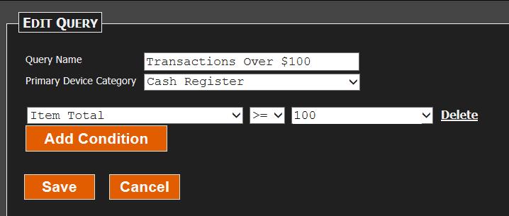 Query Name - Provide a name that will be easy to identify the data used in the Query. In this example we will use Transactions Over $100.